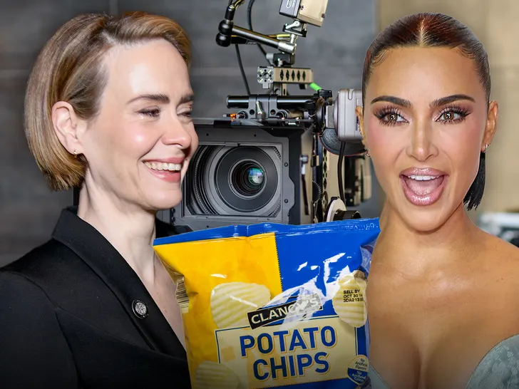 Sarah Paulson Literal Spit Take … Accidentally Caught Kim K in Eye With A Chip