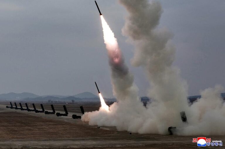 North Korea launched multiple ballistic missiles into the eastern sea on Sunday, heightening regional tensions.
